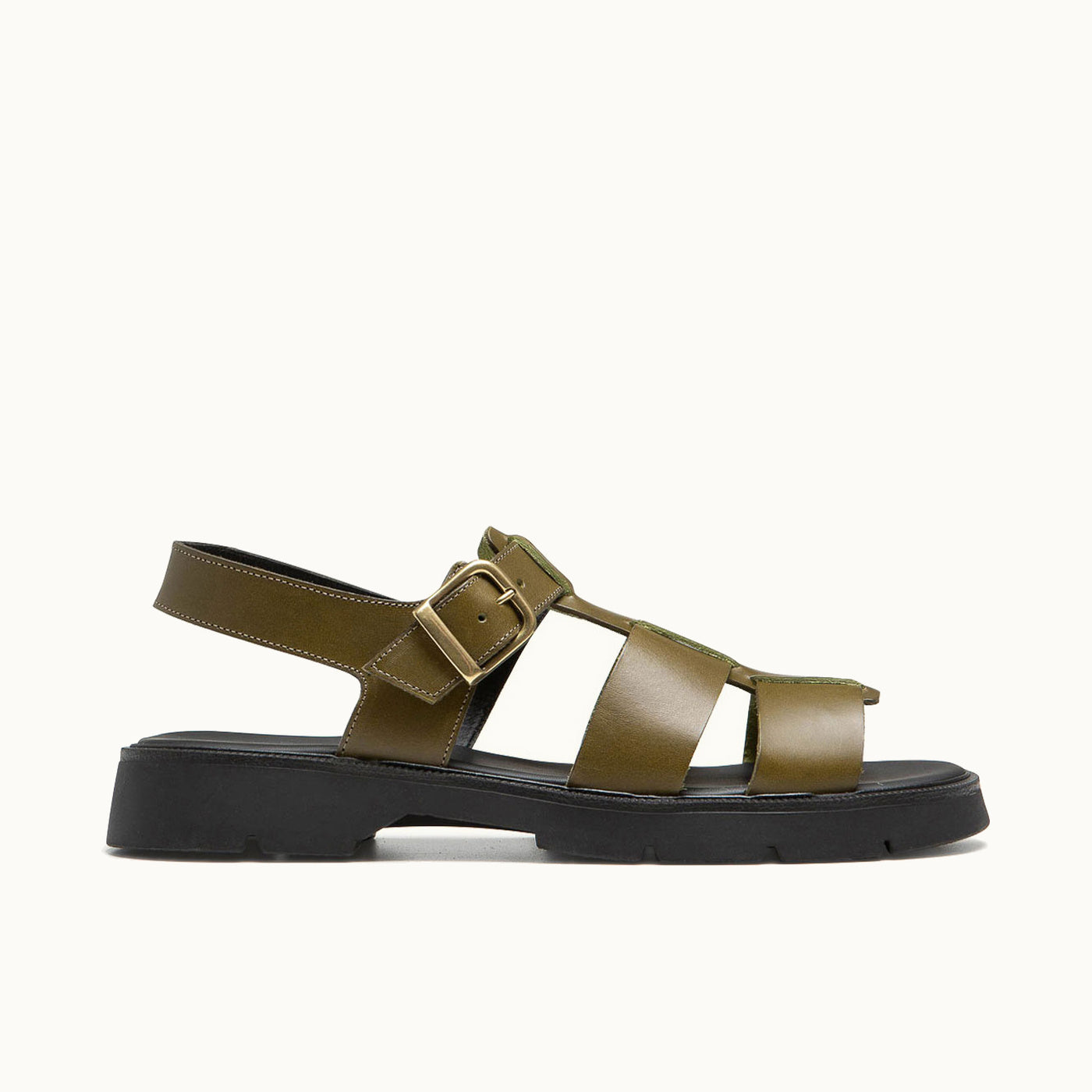 Leather Strappy Sandals | BALLAST VGT Olive Green – Kleman display picture 1