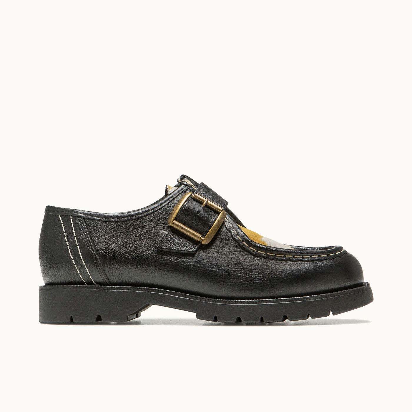 Monk Strap Shoes Leather & Pony Hair CONVOI CPP Black-Beige