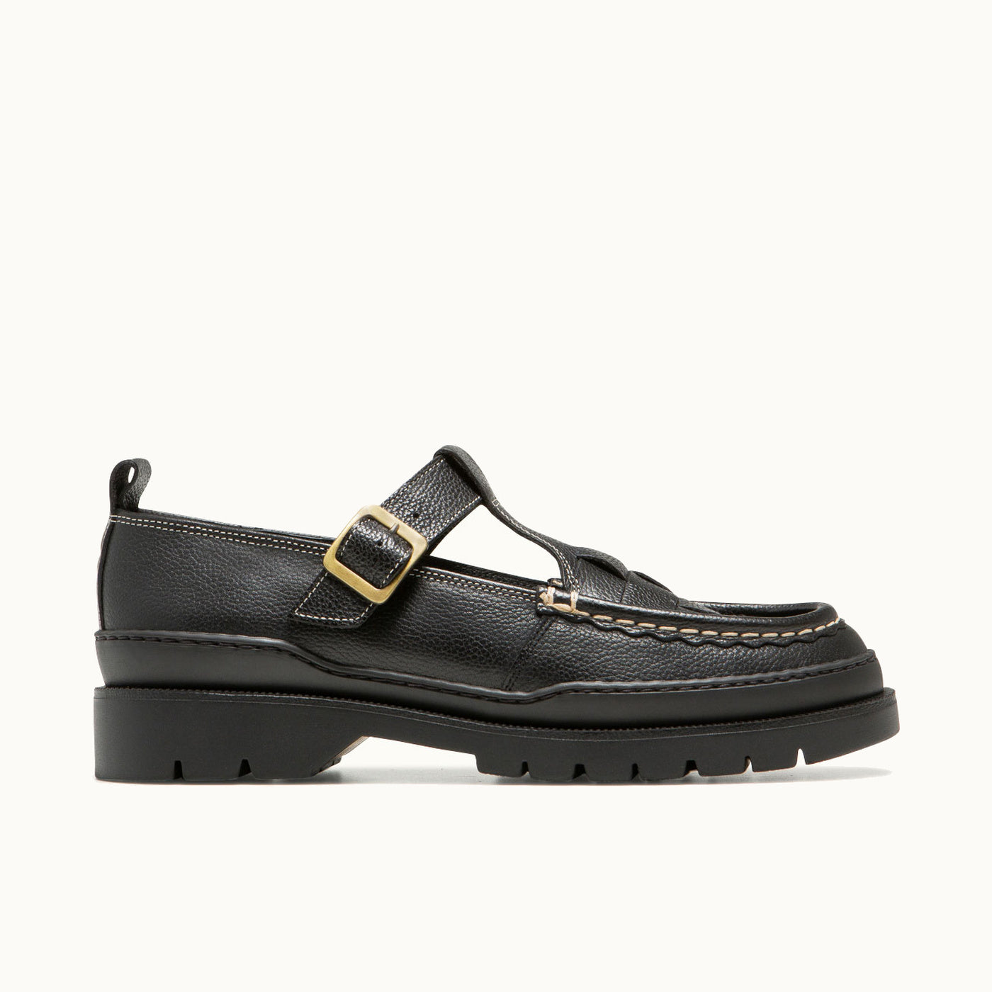 Chunky Sole T-Bar Shoes RADE OAK TR Black | KLEMAN – Kleman