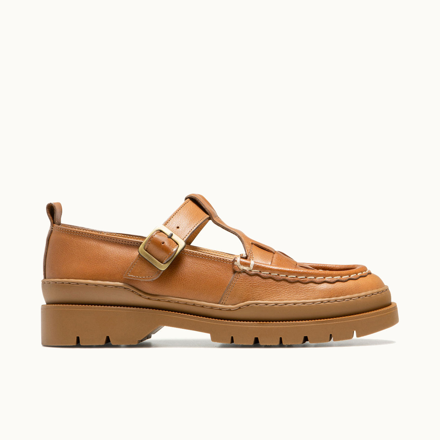 Chunky Sole T-Bar Shoes RADE OAK TR Cognac | KLEMAN – Kleman