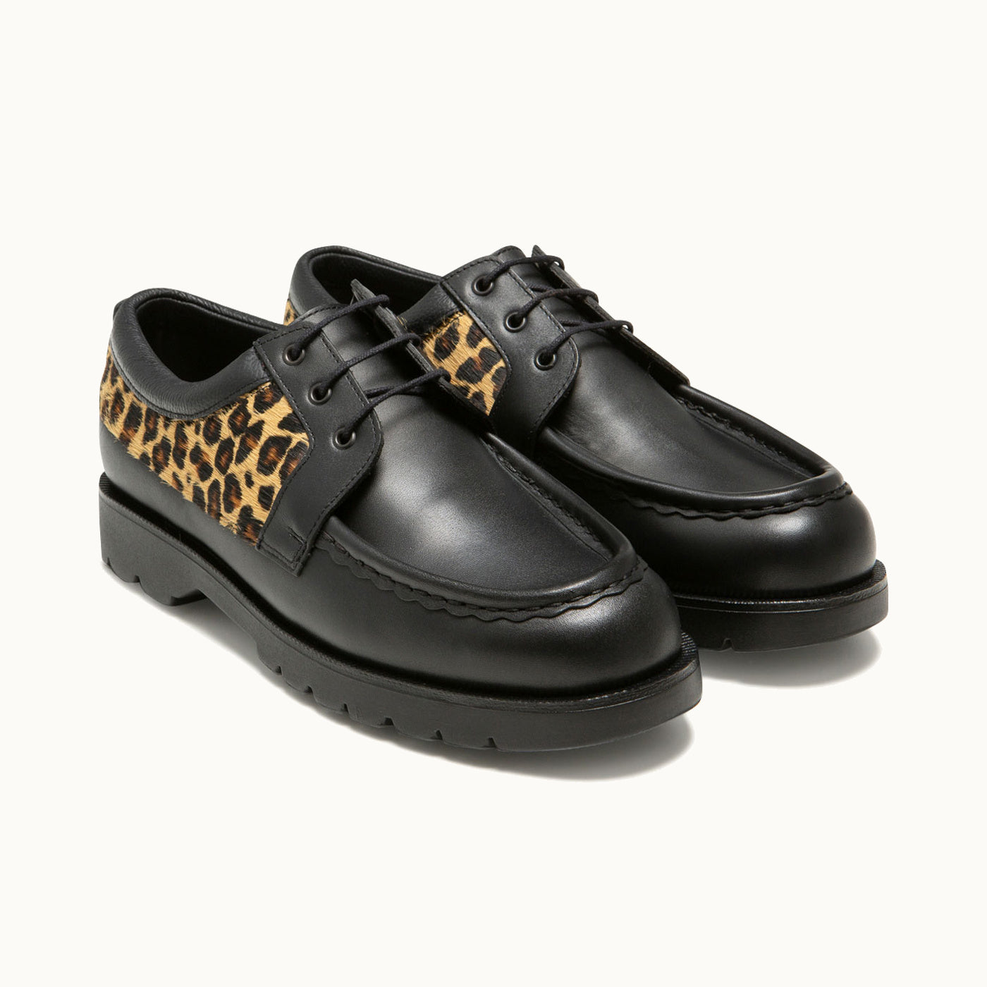 Workwear Leopard Leather Shoes for Men and Women ALFAN Black