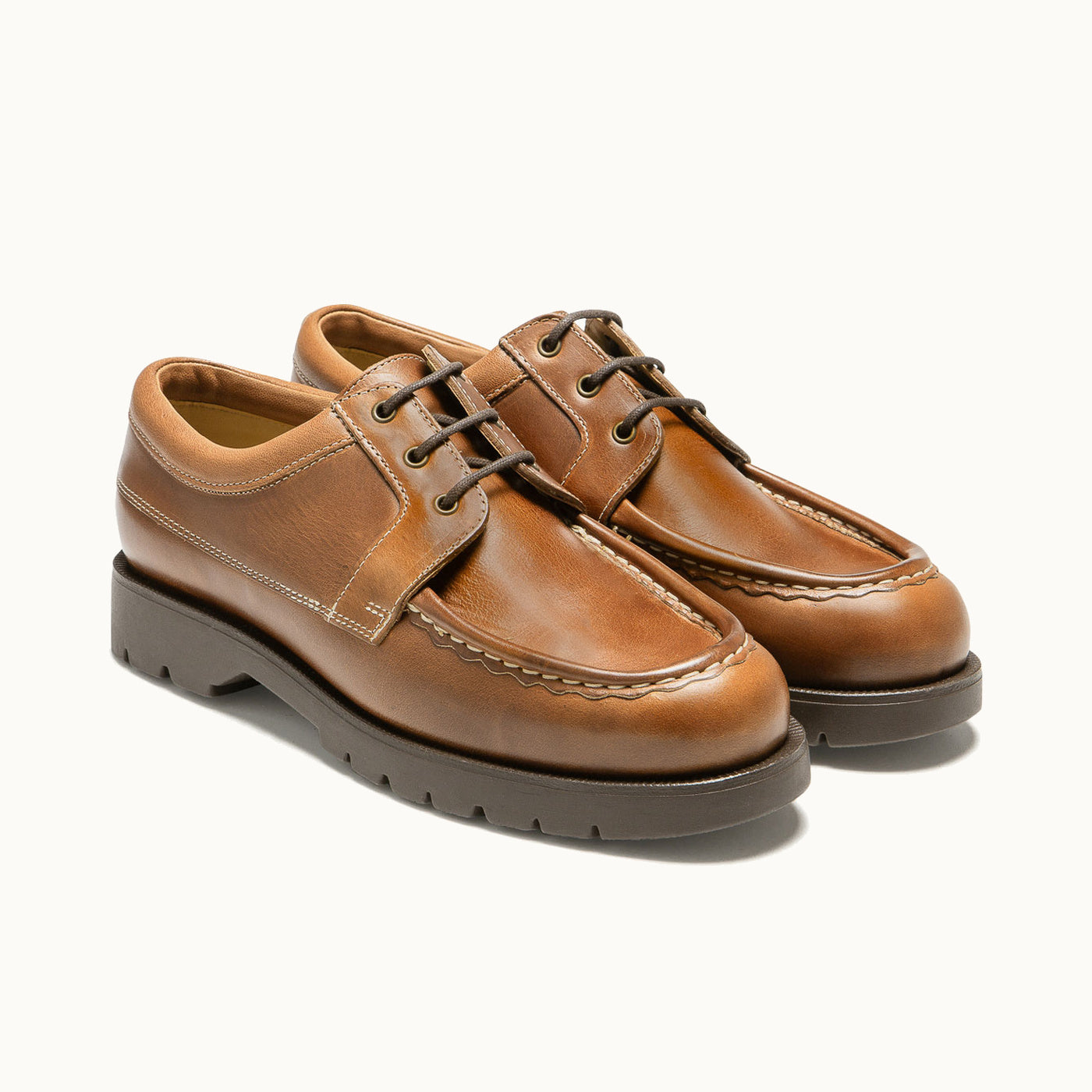Cognac Pull-Up Leather Derbies ALFAN TH | KLEMAN – Kleman