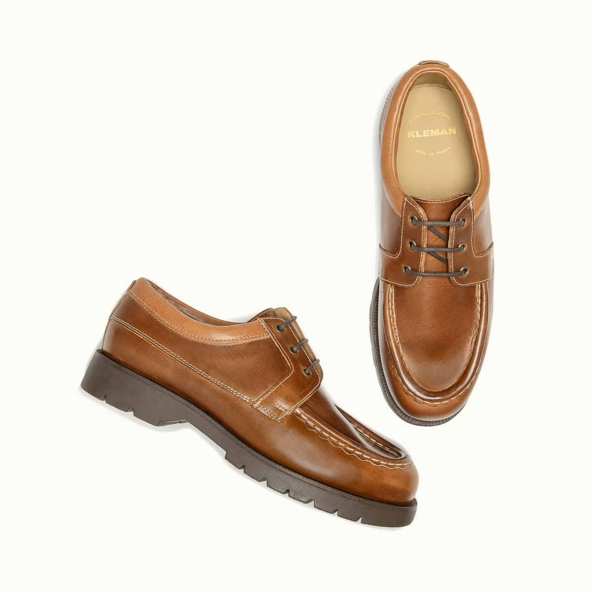 Cognac Pull-Up Leather Derbies ALFAN TH | KLEMAN – Kleman