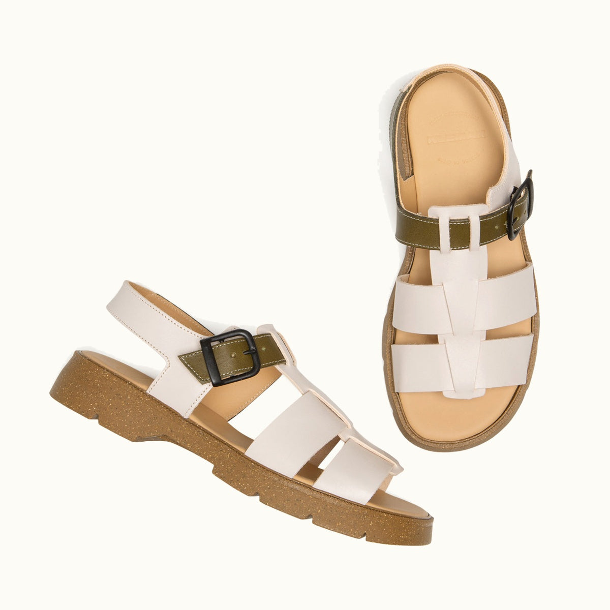 Flat Strapped Sandals BALLAST VGT 3 Nude-Khaki | KLEMAN – Kleman