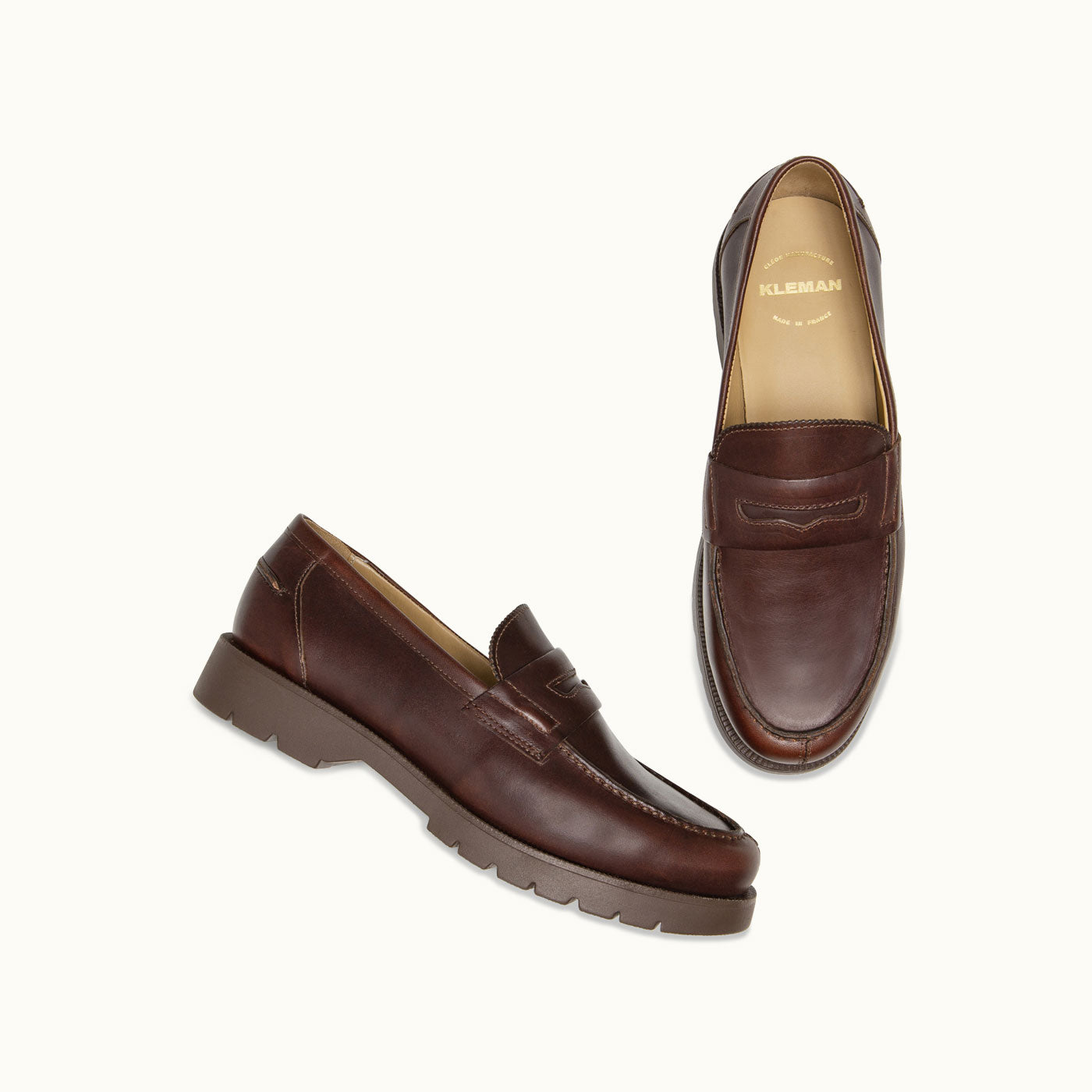 KLEMAN ブラウン モカシン　42 EMBRUNS OAK Brown Leather Loafers | KLEMAN – Kleman