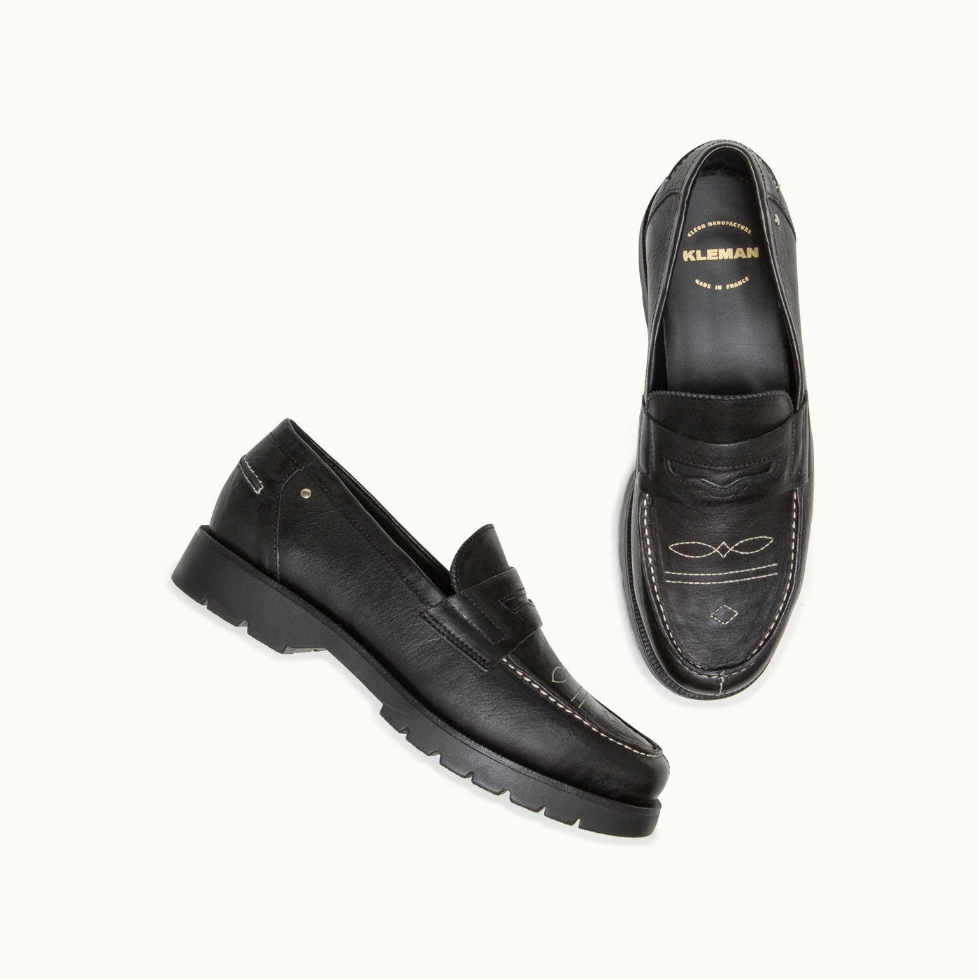COTTEUR FLK Black Leather Loafers | KLEMAN – Kleman
