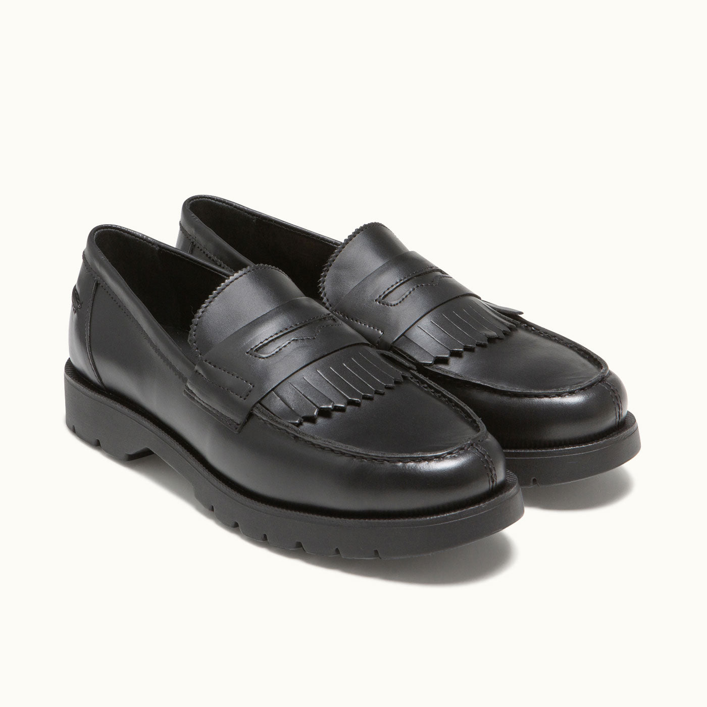 COTTEUR MX Black Leather Fringe Loafers | KLEMAN – Kleman