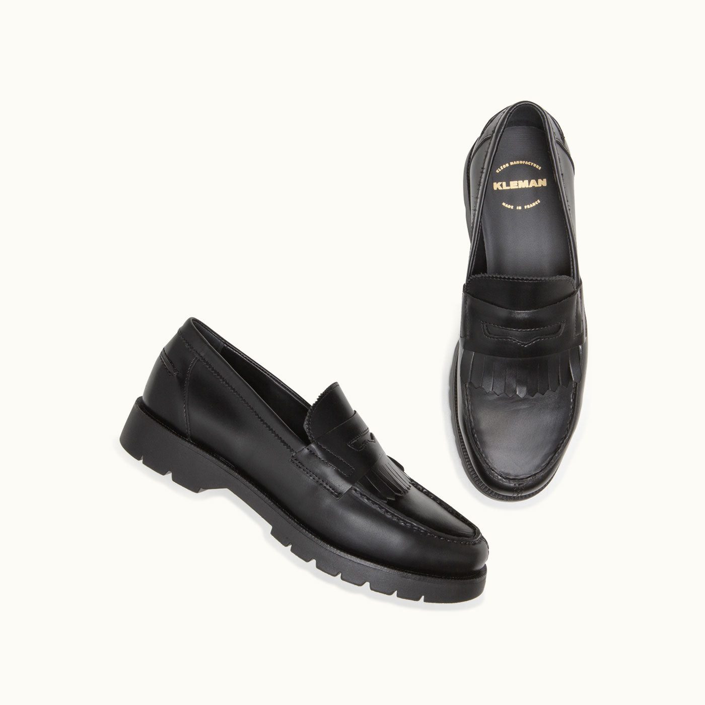COTTEUR MX Black Leather Fringe Loafers | KLEMAN – Kleman