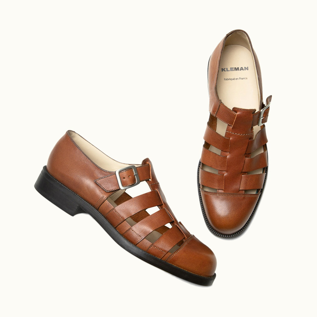 Leather Strappy Sandals | DIMORI OAK Brick – Kleman