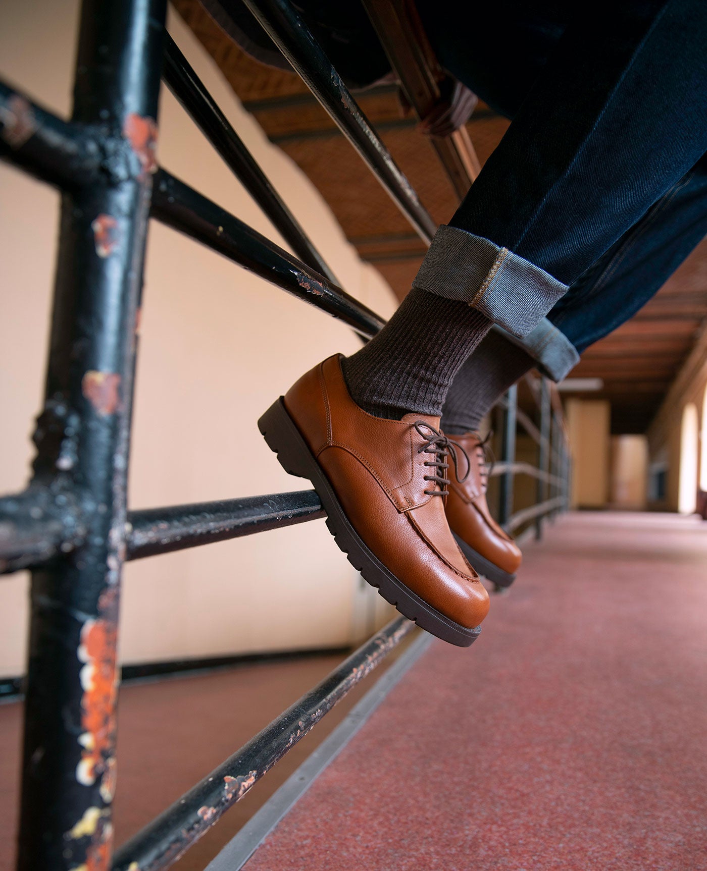Leather Golf Derby Shoes FRODAN OAK 2 Cognac | Workwear Style – Kleman