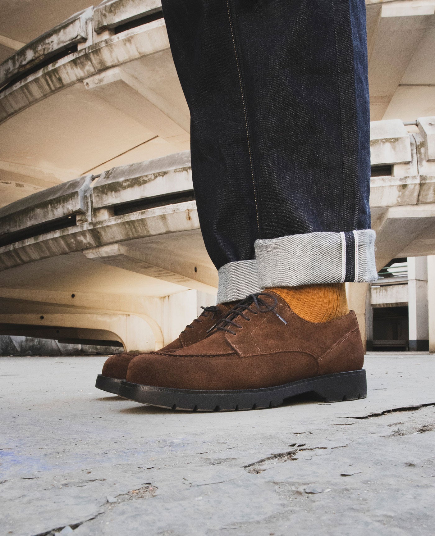 Chocolate Brown Suede Chunky Golf Derby Shoes FRODAN V | Workwear