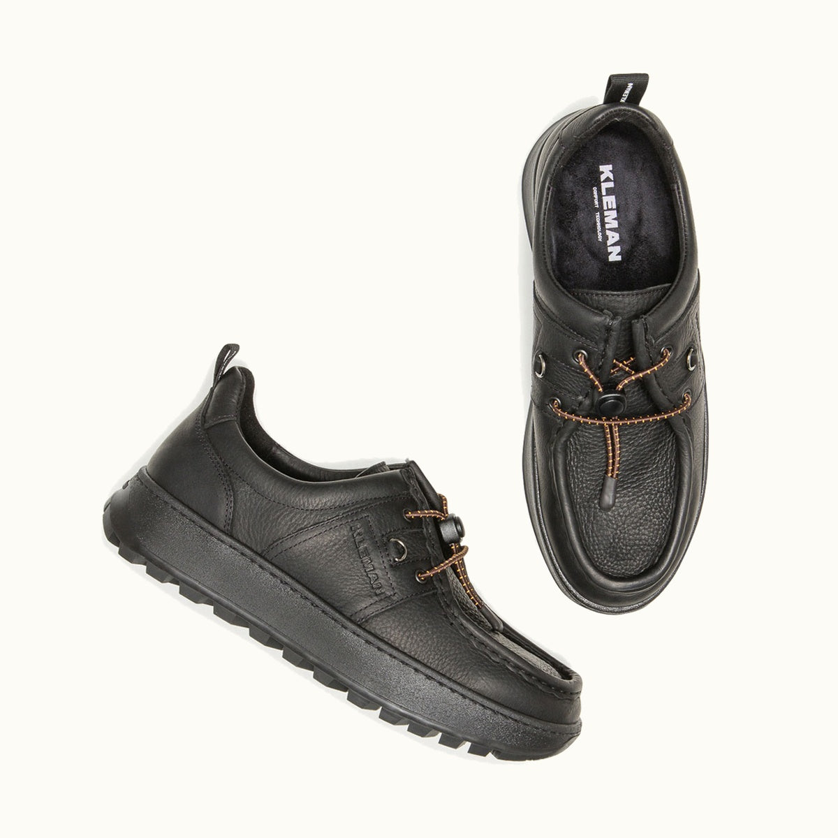 GRANITE NG Black Grained Leather Sneakers | KLEMAN – Kleman