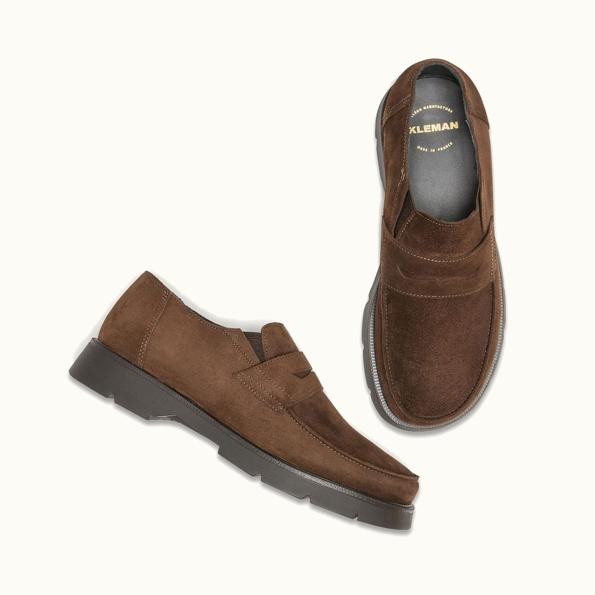 Chunky Suede Penny Loafers NOMADE VV Chocolate | KLEMAN – Kleman