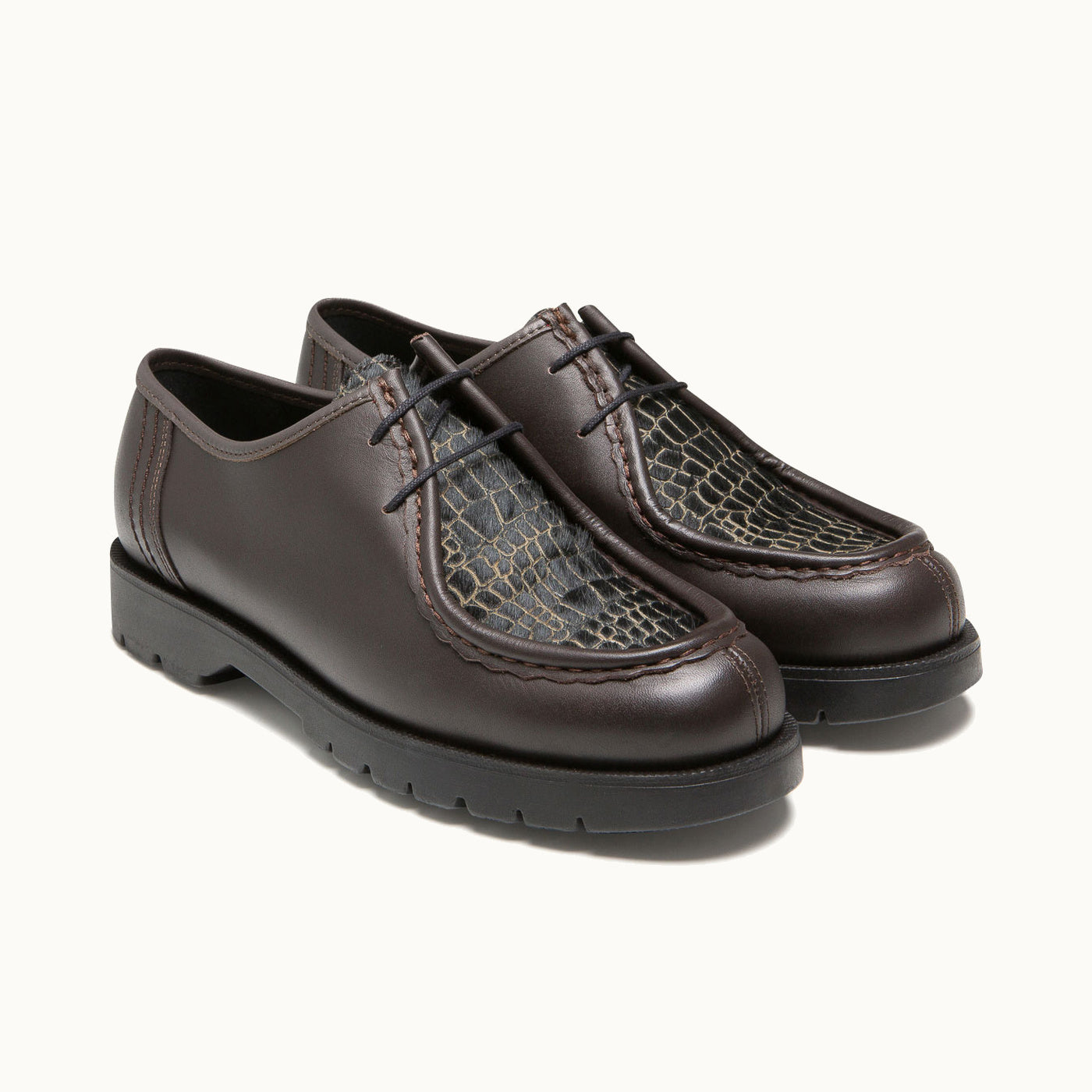 KLEMAN padrin padre ハラコ Leather Lug Sole Derby Shoes | PADRINI L Brown-Black – Kleman