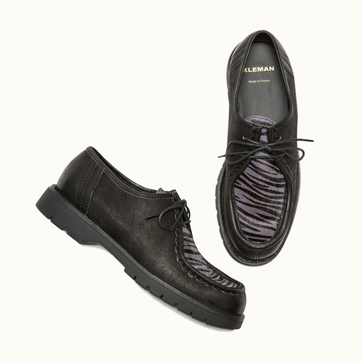 Leather Chunky Derby Shoes | PADRINI Black Grey – Kleman