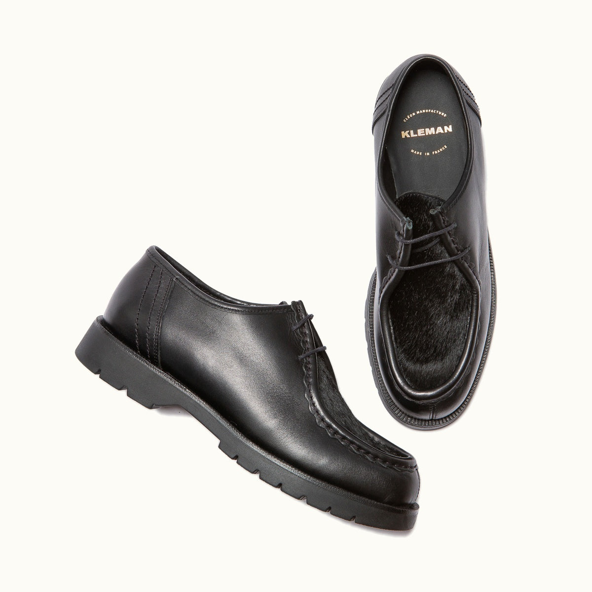 Leather Chunky Derby Shoes | PADRINI Black – Kleman