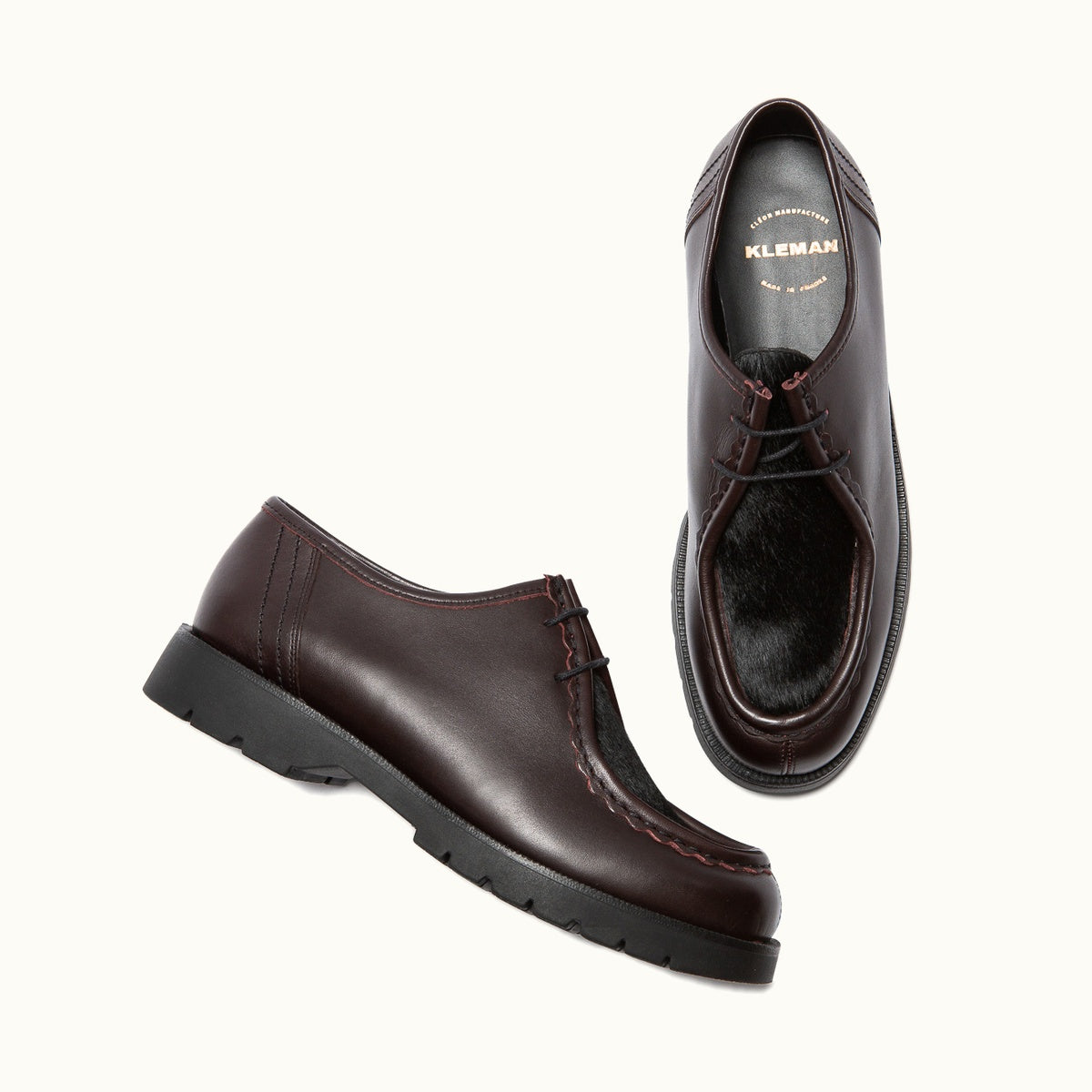 Leather Chunky Derby Shoes | PADRINI Burgundy – Kleman