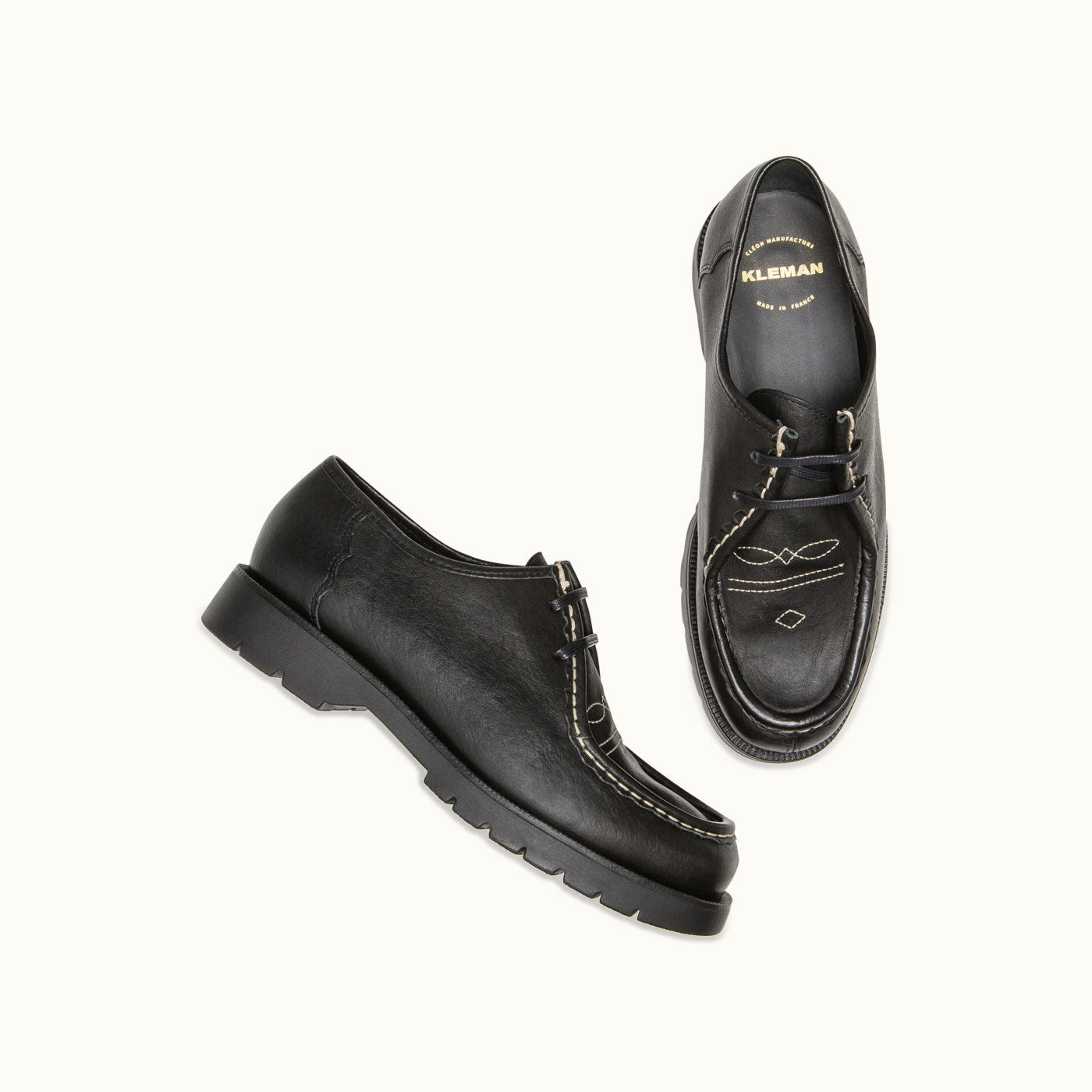 PADROR FLK Black Leather Platform Derbies | KLEMAN – Kleman