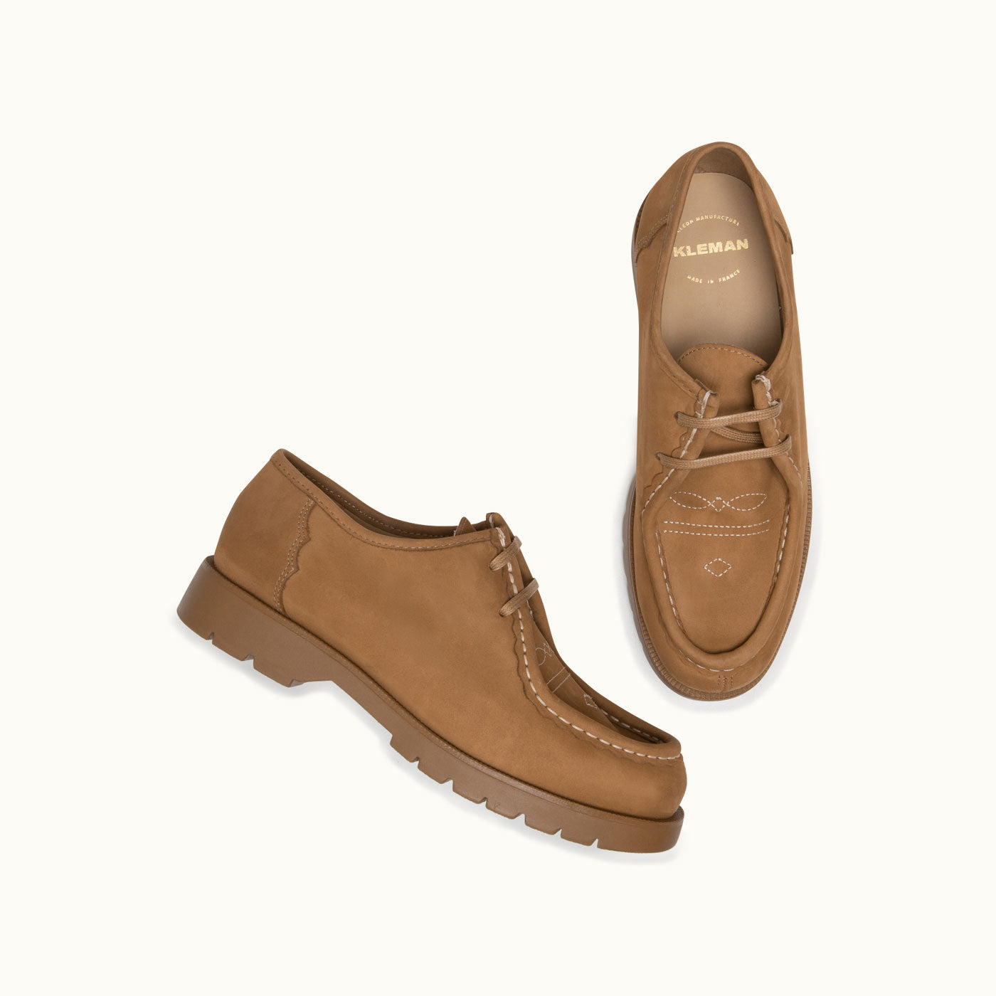 PADROR FLK Cognac Leather Platform Derbies | KLEMAN – Kleman