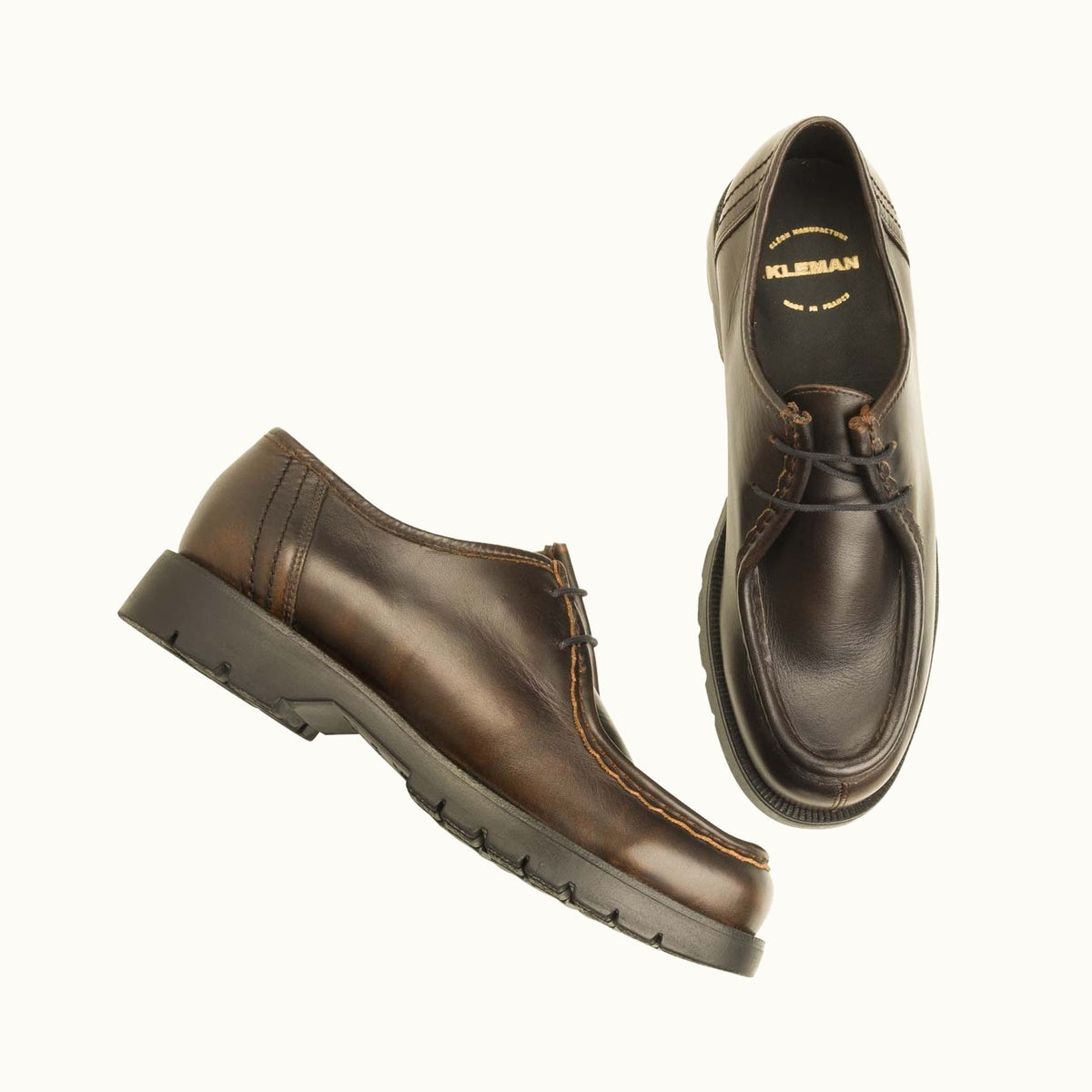 Leather Lug Sole Derby Shoes | PADROR MD Cognac – Kleman