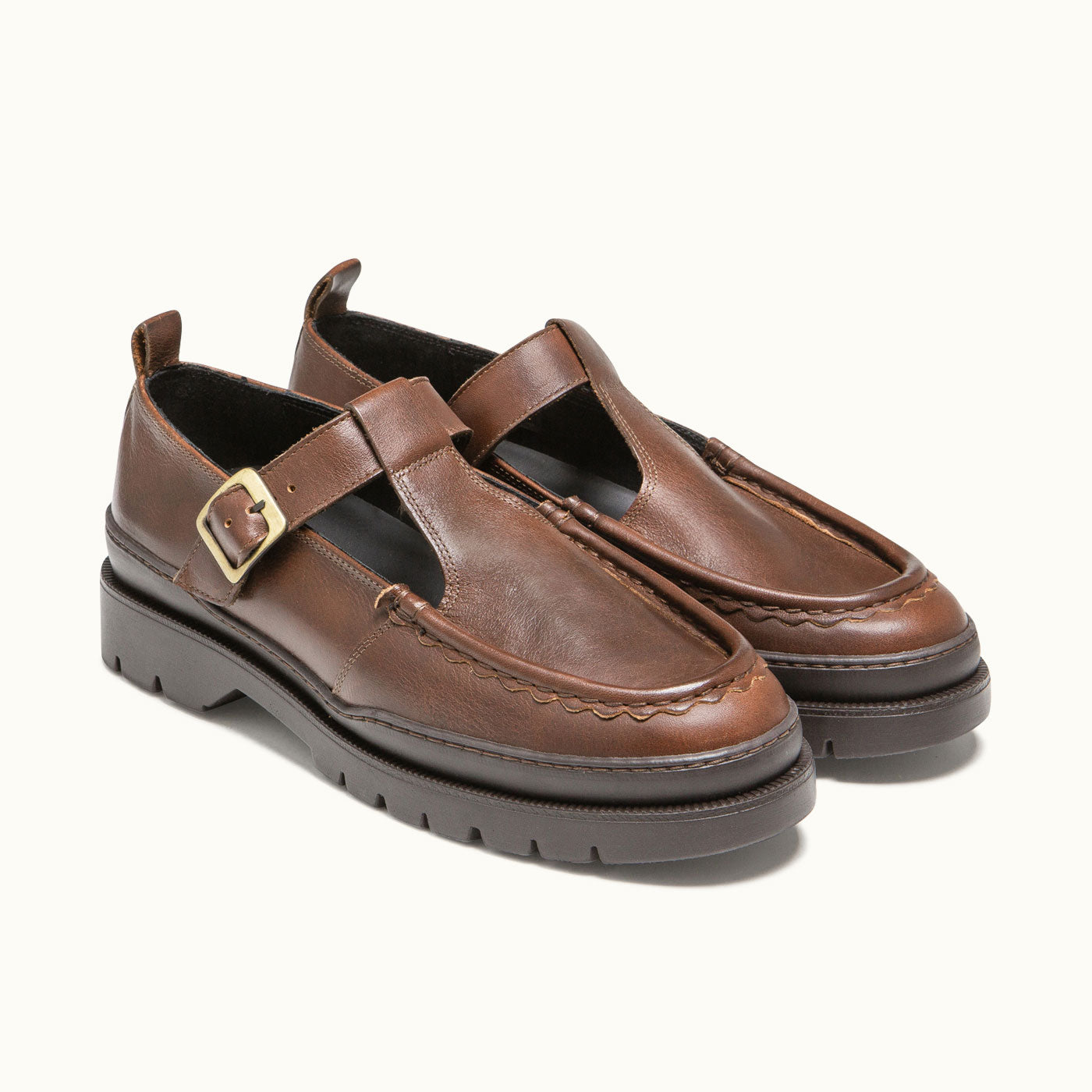 Brown Leather Mary Jane Shoes RADE A | KLEMAN – Kleman