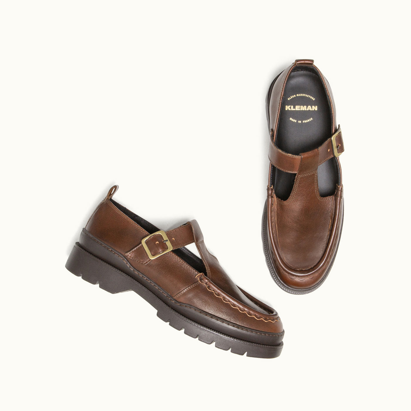 Brown Leather Mary Jane Shoes RADE A | KLEMAN – Kleman