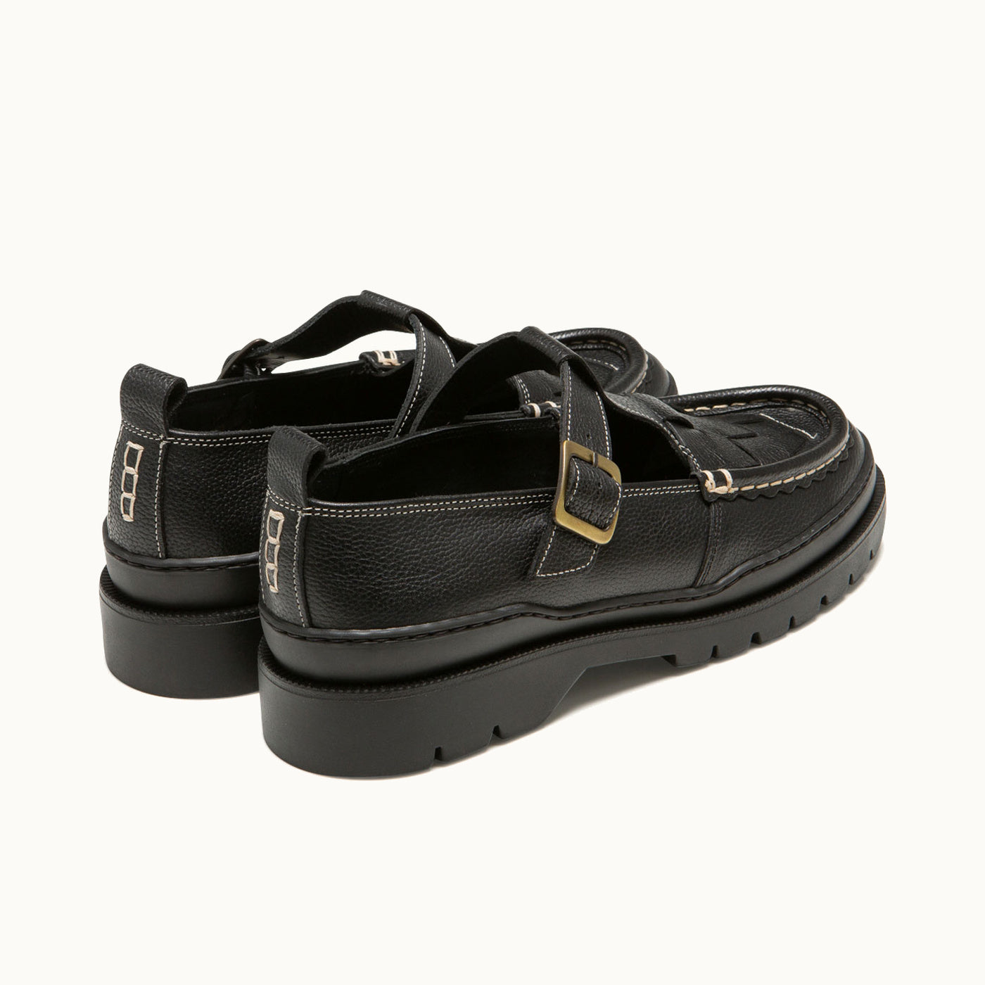 Chunky Sole T-Bar Shoes RADE OAK TR Black | KLEMAN – Kleman