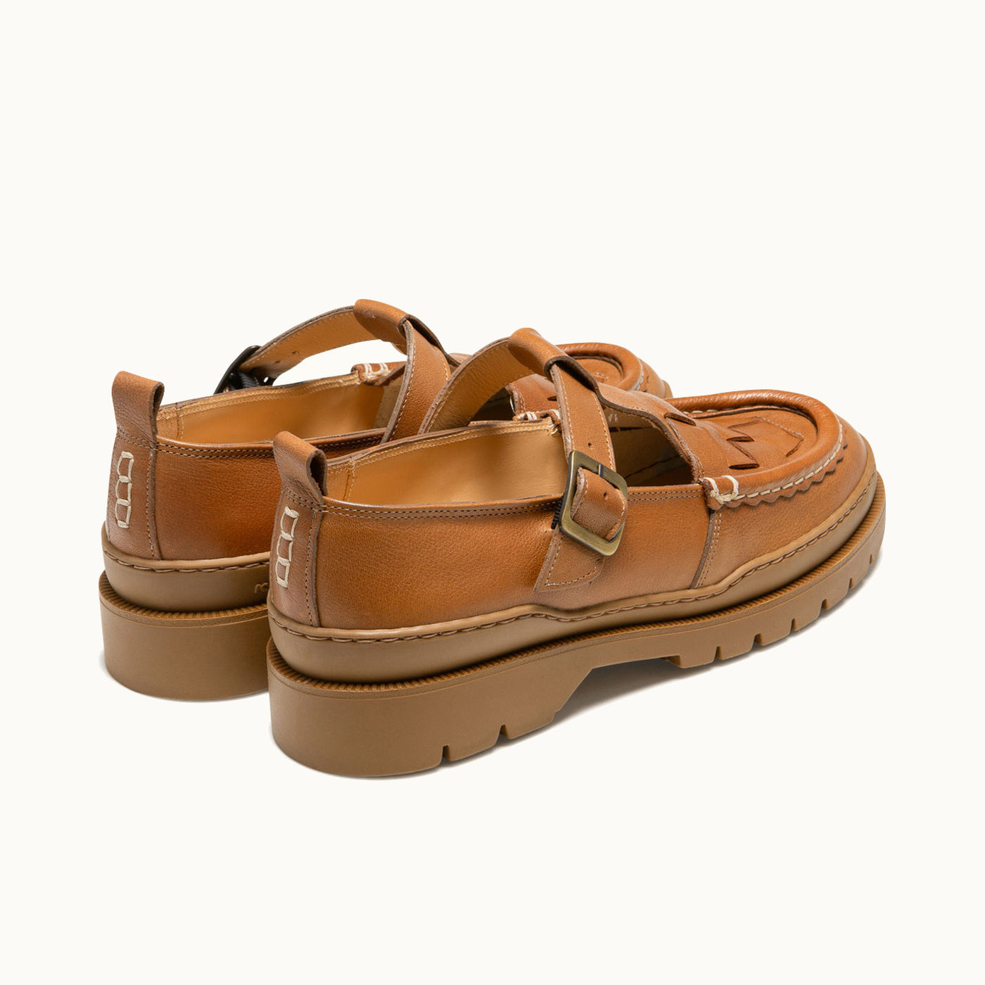 Chunky Sole T-Bar Shoes RADE OAK TR Cognac | KLEMAN – Kleman